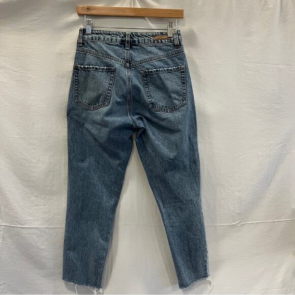 Garage Light Dark Denim Jeans Size 3 Raw Hem Unique Rare Edgy Alternative Patch - Picture 3 of 9